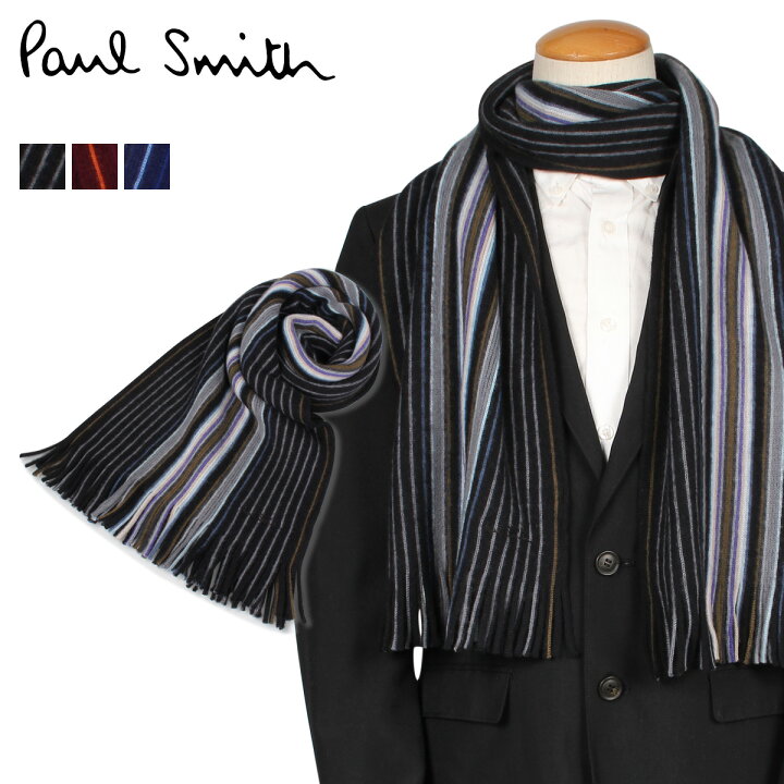楽天市場 ポールスミス Paul Smith マフラー メンズ ストライプ Multi Stripe Muffler ブラック ワインレッド ブルー 黒 M1a 809e As10 スニークオンラインショップ