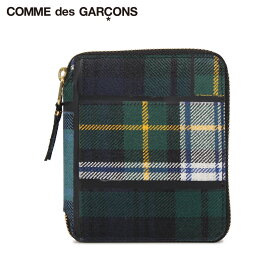 コムデギャルソン COMME des GARCONS 財布 二つ折り メンズ レディース ラウンドファスナー 本革 タータンチェック TARTAN PATCHWORK WALLET グリーン SA2100TP