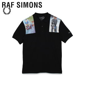 【クーポンで最大1000円OFF！5/1 10:59まで】 フレッドペリー ラフシモンズ FRED PERRY RAF SIMONS ポロシャツ 半袖 メンズ コラボ PRINTED PATCH POLO ブラック 黒 SM8128