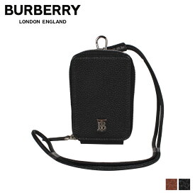 【クーポンで最大1000円OFF！5/1 10:59まで】 バーバリー BURBERRY 財布 小銭入れ コインケース カードケース メンズ レディース ラウンドファスナー イタリア製 GRAINY LEATHER CARD CASE LANYARD ブラック ブラウン 黒 115981