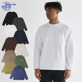 Good On グッドオン Tシャツ 長袖 ロンT カットソー メンズ レディース Uネック LS HVY RAGLAN PK TEE ブラック ホワイト グレー ネイビー ブラウン 黒 白 GOLT1805