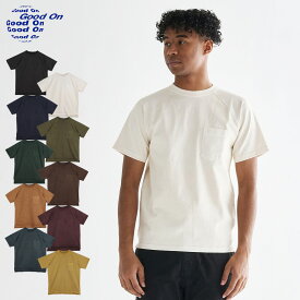 【クーポンで最大1000円OFF！5/1 10:59まで】 Good On グッドオン ヘビー ラグラン ポケット Tシャツ 半袖 メンズ レディース Uネック SS HEAVY RAGLAN POCKET TEE ブラック ベージュ ネイビー カーキ ダーク グリーン ブラウン モカ ワイン レッド イエロー 黒 GOST1101P