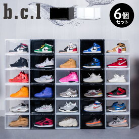 【最大1000円OFFクーポン発行中 7/16 10:59まで！】 b.c.l ビーシーエル シューズケース シューズボックス 収納 6個セット 1足 スリム SHOES CASE ブラック クリア 黒 1210
