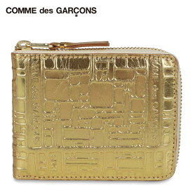 コムデギャルソン COMME des GARCONS 二つ折り財布 メンズ レディース ラウンドファスナー EMBOSSED LOGOTYPE ゴールド SA7100EG