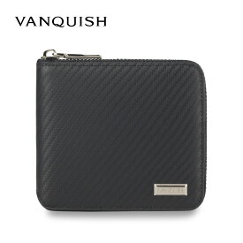 ヴァンキッシュ VANQUISH 二つ折り財布 メンズ 本革 ラウンドファスナー WALLET ブラック 黒 43240