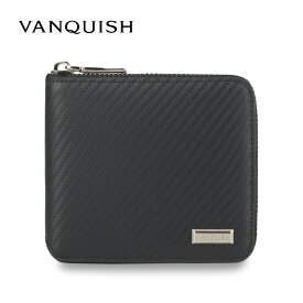 【クーポンで最大1000円OFF！5/1 10:59まで】 ヴァンキッシュ VANQUISH 二つ折り財布 メンズ 本革 ラウンドファスナー WALLET ブラック 黒 43240