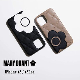MARY QUANT マリークワント iPhone 12 12 Pro スマホケース スマホショルダー 携帯 レディース マリクワ PU QUILT LEATHER BACK CASE ブラック ベージュ 黒 IP12-MQ03 母の日