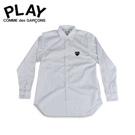 【クーポンで最大1000円OFF！4/19 10:59まで】 プレイ コムデギャルソン PLAY COMME des GARCONS シャツ 長袖 メンズ ストライプ ブラックハート ロゴ PLAY S STRIPED SHIRT ブルー B020