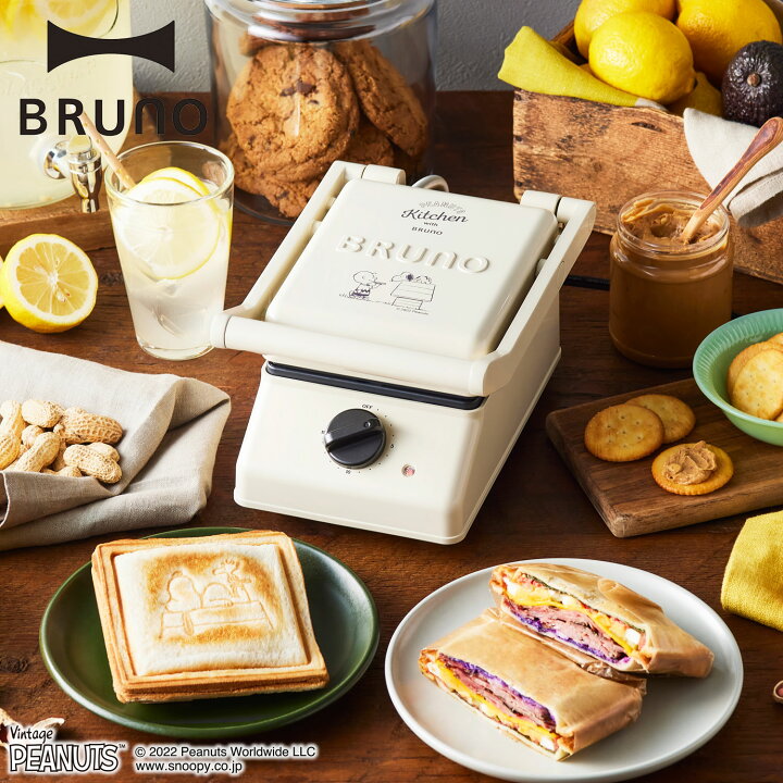 Bruno Boe092 2枚 Double Grillsand Maker キャラクター グリルサンドメーカー スヌーピー ダブル ブルーノ ホットサンドメーカー 耳まで焼ける 電気 一部予約 ブルーノ