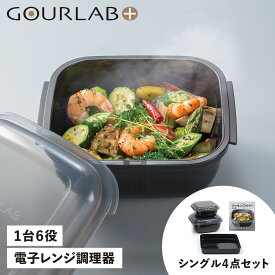 グルラボプラス GOURLAB PLUS 電子レンジ調理器 万能調理ツール 保存容器 シングルセット 4点セット 日本製 SINGLE SET IM-GLBSS