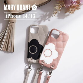 MARY QUANT マリークヮント iPhone 14 13 スマホケース スマホショルダー 携帯 レディース PU QUILT LEATHER NEW SLING CASE ブラック ホワイト グレー ブラウン ピンク 黒 白 母の日