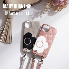 【最大1000円OFFクーポン発行中 12/16 11:59まで！】 MARY QUANT マリークヮント iPhone 14 13 スマホケース スマホショルダー 携帯 レディース マリクワ PU QUILT LEATHER NEW SLING CASE ブラック ホワイト グレー ブラウン ピンク 黒 白