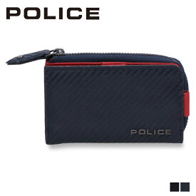 ポリス POLICE キーケース コインケース メンズ 本革 L字ファスナー KEY CASE ブラック 黒 PA-70805]