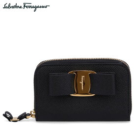 【クーポンで最大1000円OFF！5/1 10:59まで】 サルヴァトーレ フェラガモ Salvatore Ferragamo カードケース コインケース 小銭入れ レディース ラウンドファスナー 本革 CARD CASE ブラック 黒 725290