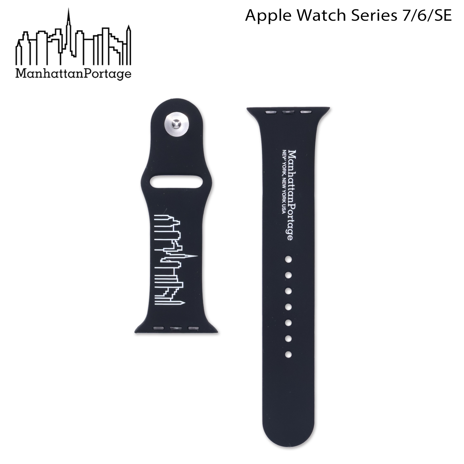 マンハッタンポーテージ Manhattan Portage アップルウォッチ バンド Apple Watch Band SE 45mm 44mm ベルト 替え メンズ レディースブラック 黒 AWB-MP01