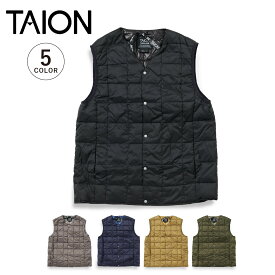 TAION タイオン インナーダウン ベスト アウター メンズ ベーシック Vネックボタン 防寒 V NECK BUTTON DOWN VEST ブラック グレー ネイビー ベージュ 黒 001