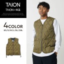 TAION タイオン インナーダウン ベスト アウター メンズ レディース ミリタリー Vネックジップ 防寒 MILITARY W-ZIP V NECK DOWN VEST ブラック ダークネイビー ダークオリーブ 黒 001ZML-1