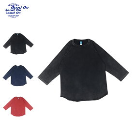 Good On グッドオン Tシャツ 7分袖 ラグラン カットソー ロンT 長袖 メンズ VINTAGE DYE BASEBALL TEE ブラック ネイビー レッド 黒 GOLT-601VD