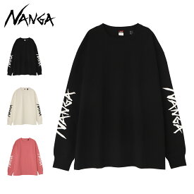 NANGA ナンガ Tシャツ 長袖 ロンT カットソー エコハイブリッド スリーブ ロゴ メンズ レディース 綿 ECO HYBRID SLV LOGO L/S TEE ブラック ホワイト ピンク 黒 白 N2500-1L030A