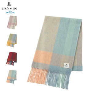 �����o���I���u���[ LANVIN en Bleu �}�t���[ �X�g�[�� �X�J�[�t �J�V�~�� ���f�B�[�X �E�[�� �h�� ���� �u���b�N�`�F�b�N MUFFLER WASH �s���N �C�G���[ ���C�� �u���[ 2LB 61082-90