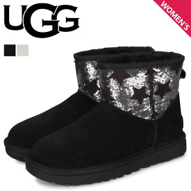 【クーポンで最大1000円OFF！5/1 10:59まで】 UGG アグ ムートンブーツ クラシック ミニ シークイン スターズ レディース CLASSIC MINI SEQUIN STARS ブラック グレー 黒 1109441