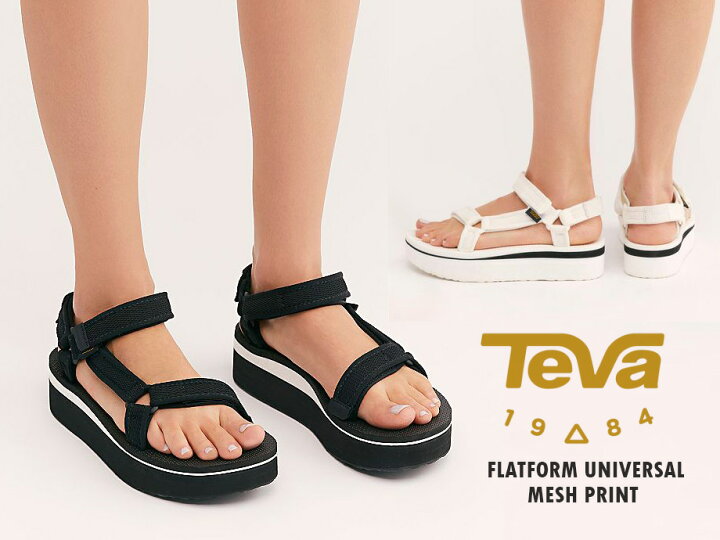 楽天市場 最大1000円offクーポン配布中 Teva テバ サンダル レディース 厚底 フラットフォーム ユニバーサル メッシュ プリント Flatform Universal Mesh Print ブラック ホワイト 黒 白 スニークオンラインショップ