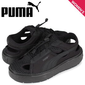【最大1000円OFFクーポン発行中 12/16 11:59まで！】 PUMA プーマ スニーカー サンダル レディース 厚底 プラットフォーム トレース ライト ミュール PLATFORM TRACE LIGHT MULE ブラック 黒 382872-01