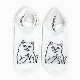 【メール便対応】RIPNDIP リップンディップ LORD NERMAL ANKLE SOCKS [BLACK WHITE]靴下 ユニセックス メンズ レディース くるぶしソックス ショートソックス 白 黒 ホワイト ブラック 猫 柄 RIP N DIP