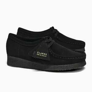 y500~OFFN[|ΏہzN[NX r[ fB[X CLARKS WOMENS WALLABEE BLACK SUEDE 26155522 EBY XG[h  u[c Xj[J[