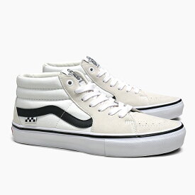 【バンズ スケシュー】VANS SKATE GROSSO MID VN0A5FCGYB2[バンズ スケート グロッソ ミッド][ヴァンズ/メンズ/スニーカー/スエード/白黒/スケボーシューズ]