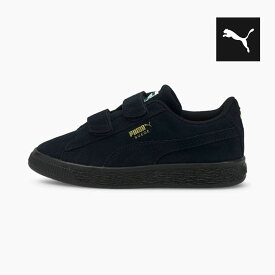 プーマ キッズ スニーカー スウェード クラシック ベルクロ PUMA SUEDE CLASSIC XXI V PS 380563-04 黒 スエード ガールズ ボーイズ オールブラック