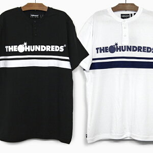 �U�n���h���b�Y �w�����[�l�b�N ���� T�V���c THE HUNDREDS PACIFIC HENLEY T18S109004 �z���C�g �u���b�N BAR LOGO �o�[���S ���C�� �e�B�[�V���c �� �� �g�b�v�X �v���[���g