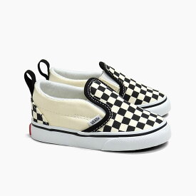 【最強配送】バンズ スリッポン ベルクロ ベビーシューズ チェック VANS SLIP-ON V T VN0A34885GX ヴァンズ スニーカー 黒白 キャンバス 赤ちゃん靴 US企画