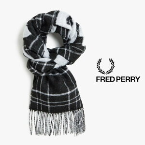 tbhy[ FRED PERRY }t[ I[o[TCY uh WK[h XJ[t Oversized Branded Jacqrd Scarf C4143 L74 (BLACK / SNOW WHITE) mCnyGHOFz
