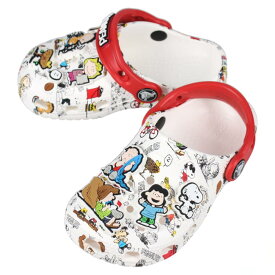 子供 クロックス crocs サンダル ピーナッツ クラシック クロッグ トドラー PEANUTS CLASSIC CLOG TODDLERS ホワイト/マルチ 208631-94S 12～17.5cm【GHOK】