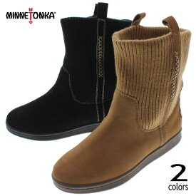 ミネトンカ MINNETONKA ニット ブーツ KNIT BOOTS シナモン ブラック 18M03【FNFO】