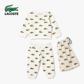 ラコステ LACOSTE キッズ ウェア ワニロゴ総柄JUNIORスウェットパジャマ 4J1177-10 X0N（ホワイト）【GHFF】