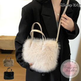 送料無料 ふわふわファーバッグ 高見え おしゃれ バッグ ファー バッグ ハンドバッグ ショルダーバッグ ハンドル フェイクファー エコファー 鞄 カバン かわいい カジュアル ふわふわ もこもこ 秋冬 フェイクレザー 四角 ボックス かわいいバック トートバッグ かばん 肩掛け