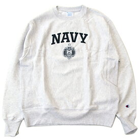 Champion 「USNA ISSUE OFFICIAL PRINT」 R/W CREW SWEAT ASH GREYチャンピオン Reverse Weave リバースウィーブ クルー スウェット グレー 海軍兵学校 US NAVY ミリタリー プリント USA限定