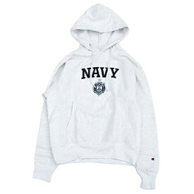 Champion 「USNA ISSUE OFFICIAL PRINT」 R/W HOODED SWEATチャンピオン Reverse Weave リバースウィーブ パーカー フード スウェット グレー 海軍兵学校 US NAVY ミリタリー プリント USA限定