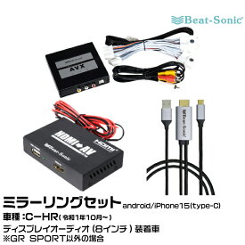 ビートソニック AVX02+IF36+MA01A トヨタ C-HR R01/10- ディスプレイオーディオ（8インチ）用 映像入力アダプター android/iPhone15 ミラーリングセット Beat-Sonic