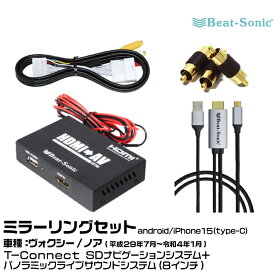 ビートソニック AVC39+IF36+PC2+MA01A トヨタ ヴォクシー/ノア H29/07-R04/01 T-Connect SDナビゲーションシステム+パノラミックライブサウンドシステム（8インチ）付き用 映像入力アダプター android/iPhone15 ミラーリングセット Beat-Sonic