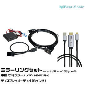 ビートソニック HDK02+MA01A トヨタ ヴォクシー/ノア R04/01- ディスプレイオーディオ（8インチ）用 映像入力アダプター android/iPhone15 ミラーリングセット Beat-Sonic