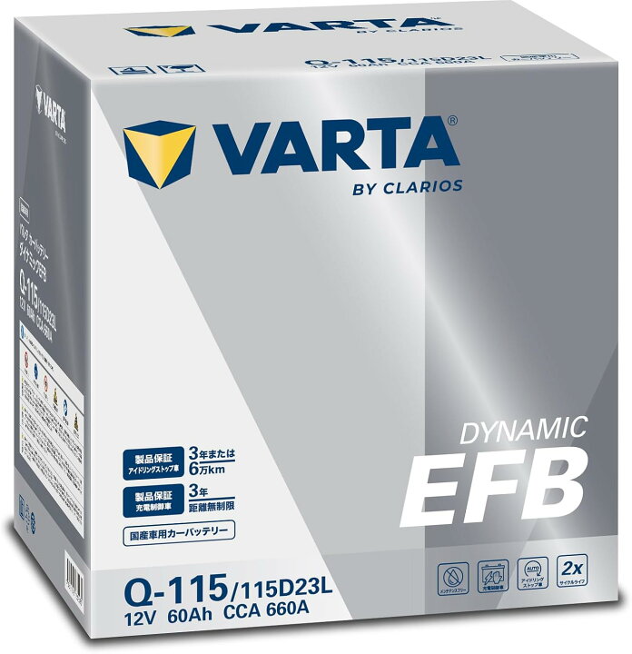楽天市場】VARTA バルタ Dynamic EFB Q-115/115D23L 国産車用 