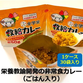 全学栄 救給 カレー 250g ご飯入り 非常食 無添加 スプーン付き たっぷりサイズ 30食 ケースお届け