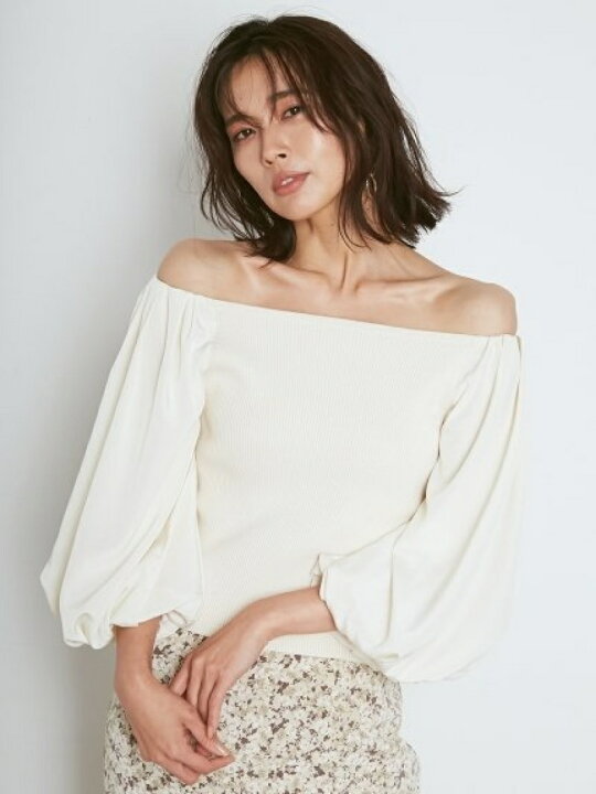 楽天市場】【SALE／50%OFF】パフスリーブオフショルニットプルオーバー  
