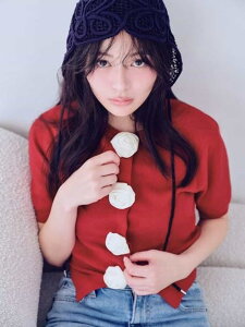 �yWEB����/ROSE Collection�z���`�[�t�{�^���j�b�g�J�[�f�B�K�� SNIDEL �X�i�C�f�� �g�b�v�X �J�[�f�B�K�� �O���[ ���b�h �l�C�r�[�y���������z[Rakuten Fashion]