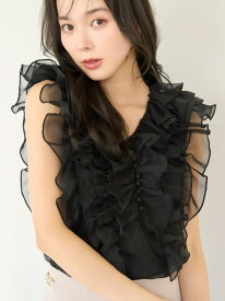 ノースリフリルブラウス SNIDEL スナイデル トップス シャツ・ブラウス ピンク ブラック【送料無料】[Rakuten Fashion]