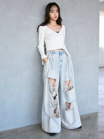 【SALE／50%OFF】ダメージデニムパンツ SNIDEL スナイデル パンツ ジーンズ・デニムパンツ【RBA_E】【送料無料】[Rakuten Fashion]