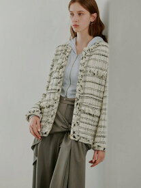 【SALE／50%OFF】ロングツイードジャケット SNIDEL スナイデル ジャケット・アウター その他のジャケット・アウター ピンク ホワイト【RBA_E】【送料無料】[Rakuten Fashion]